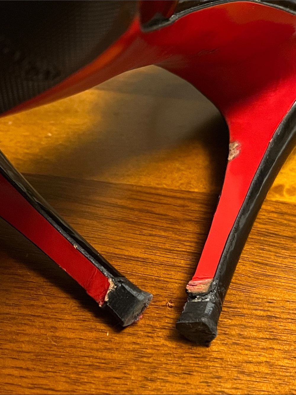 Christian Louboutin Black Patent Leather Peep-Toe Ankle-Strap Stilettos, size 39 - Picture 5 of 16